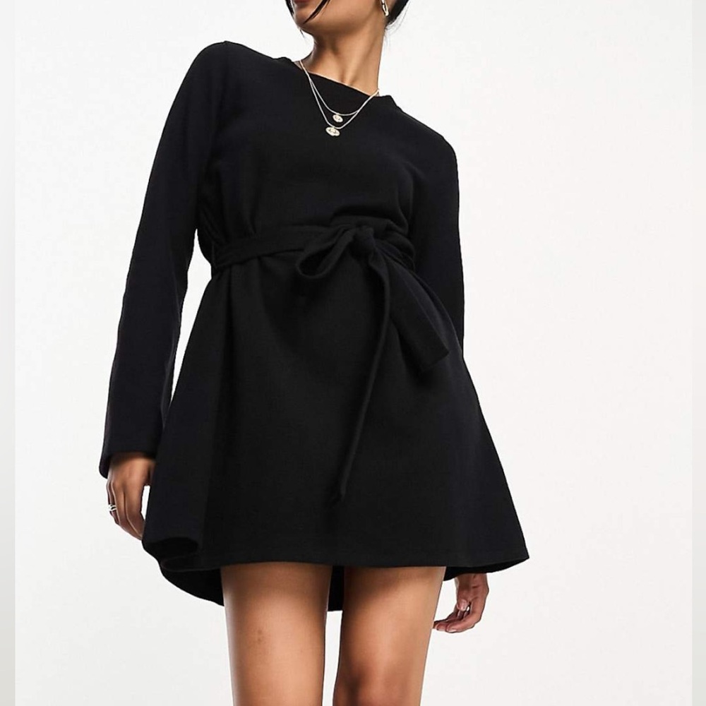 ASOS Black Super Soft Dress with Belt Wrap (size 0)